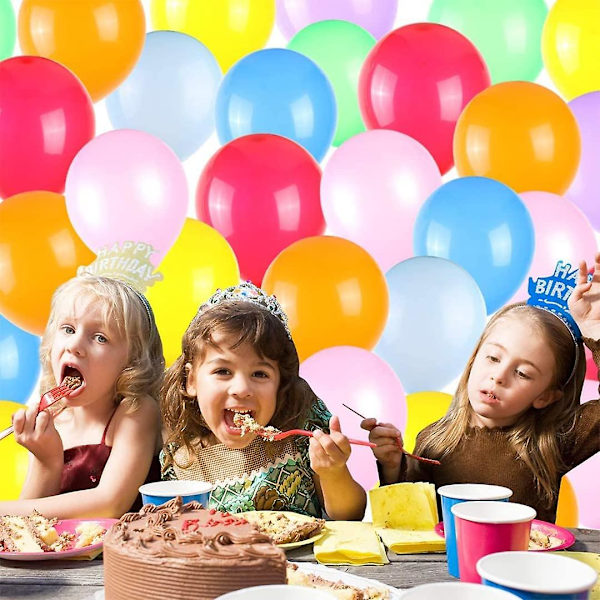Flerfärgade ballonger, 100-pack uppblåsbara ballonger för födelsedagsfester, bröllop