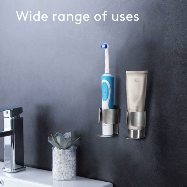 4 tandborsthållare i rostfritt stål Ingen borrning Självhäftande väggmonterad badrum Elektrisk tandborsthållare Slitstark hållare