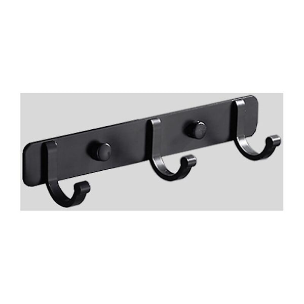 1 st väggmonterad klädhängare, aluminium väggmonterade klädkrokar, svart väggkrok, starka badrumsklädhängare för sovrum, kök, kläder, handduk, hatt (3 krokar, svart)