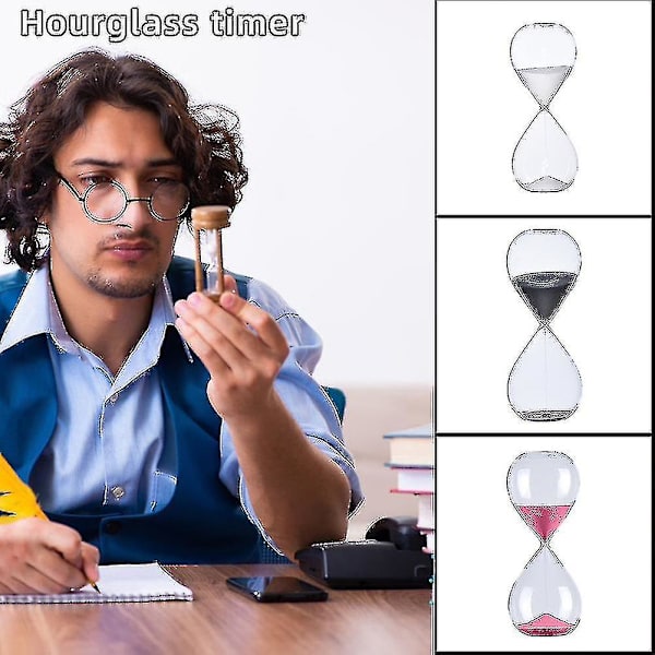 Personlighet Glas Timglas - 5/30/60 Minuter Rund Sand Timer, 30min, Svart