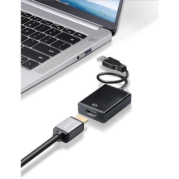 USB till HDMI-adapter - 1080p Videografikkabelkonverterare med ljud för PC-bärbar datorprojektor HDTV
