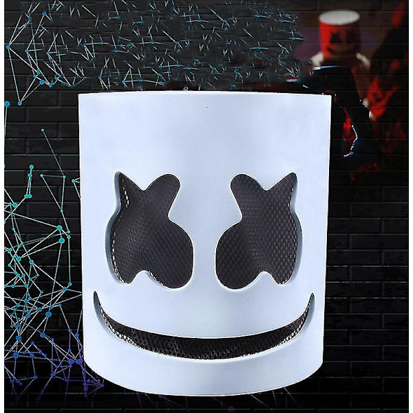 Kuuma Halloweenin Valoisa Pääpeite Led-Valoilla Cosplay Dj Marshmello Pääasuste Hohtava Neon Musiikkifestivaali Maski Rave-Puolueen Tarvikkeet (Ei Valoa)