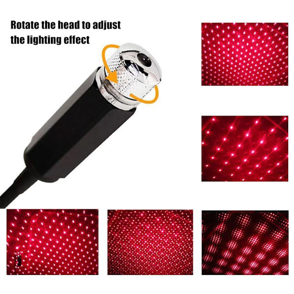 Romantisk LED-stjärnhimmelsljus för bil 5V USB-driven galaxstjärnprojektorljus för biltak