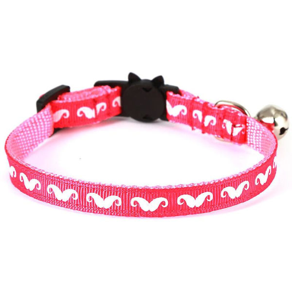 Reflekterende kattehalsbånd til kæledyr med klokke og sikkerhedsspænde stærk og sikker, nylon, blandede farver, Runaway kattehalsbånd (lyserødt skæg, S 1,0 31 cm) Pink farve