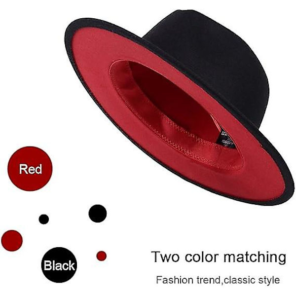 Klassinen leveälierinen kaksiväri Fedora-hattu vyöllä miehille ja naisille