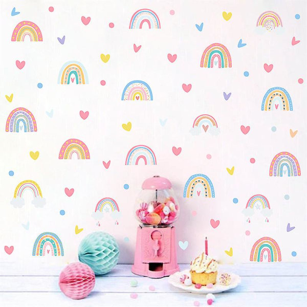 Rainbow seinätarrat - moderni Boho Rainbow set lastenhuoneen ja tyttöhuoneiden koristeisiin - lahja tytöille huoneen sisustukseen