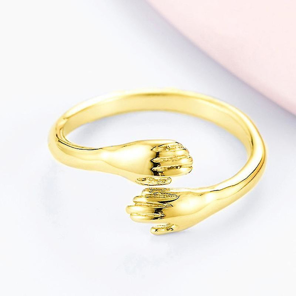 925 Sterling Silver Smycke Kärlek Kram Ring Retro Mode Tidal Flow Öppen Ring