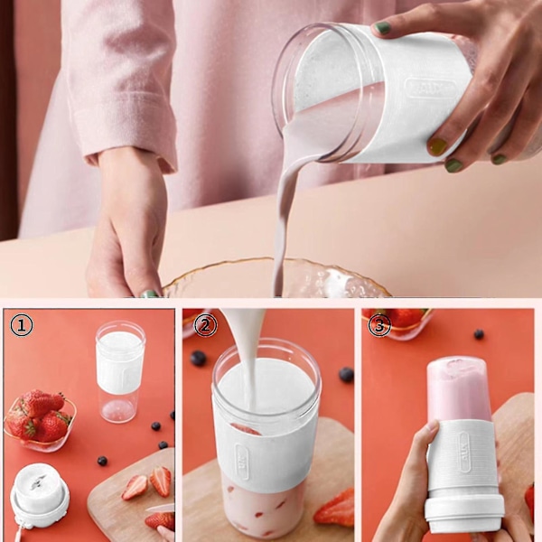 Bärbara Mixers 350ml Personlig Storlek Elektrisk USB Saftkopp, Frukt, Smoothie, Matblandare Med Uppdaterade 2 Blad