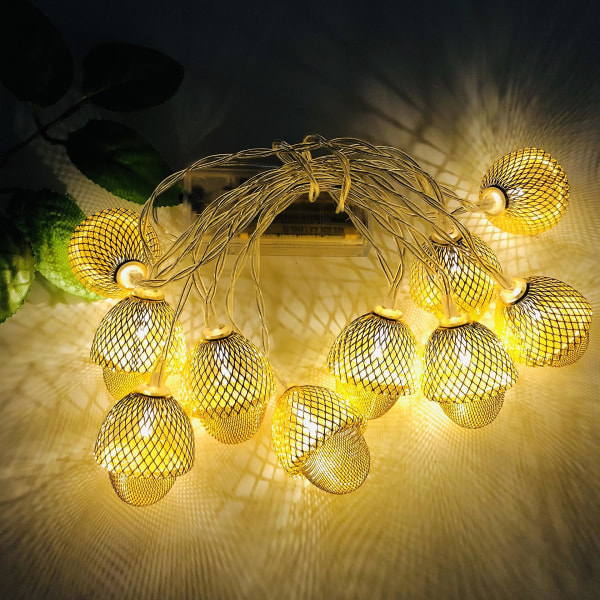 Eventyrlys, 1,5 m 10 LED hasselnøttformede lyslenker for utendørs, innendørs, jul, bryllup, hage