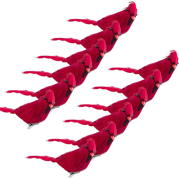 Baicccf 12-pack Röda Kardinaler Dekorationer Handgjorda Konstgjorda Fåglar Klämma Fast På Julgran För Julgran Kransar Girlang Dekorationer (röd)