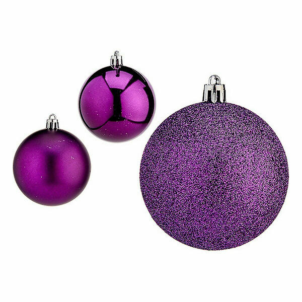 Set med julgranskulor Lila Plast 7 x 8 x 7 cm (12 stycken)
