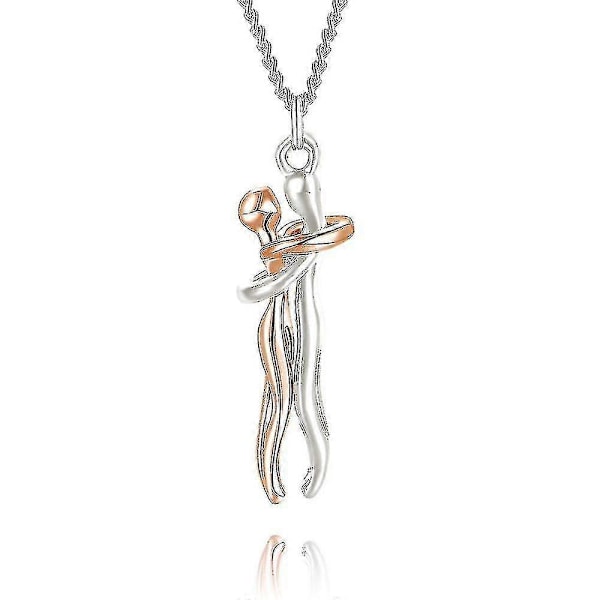 Kärleksfullt Par Kram Hängsmycke Halsband Alla Hjärtans Dag Present Hög Kvalitet (Roséguld)