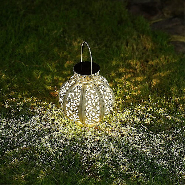 Solcelledrevne lanterner hængende lys hul LED jernkunst sollampe metal hængende solhave lys