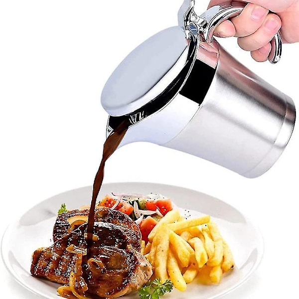 304 Rustfrit Stål Steak Sauce Pot Multifunktionel Isoleret Gravybåd Praktisk Køkken Sauce Opbevaringsbeholder Ny (750Ml）