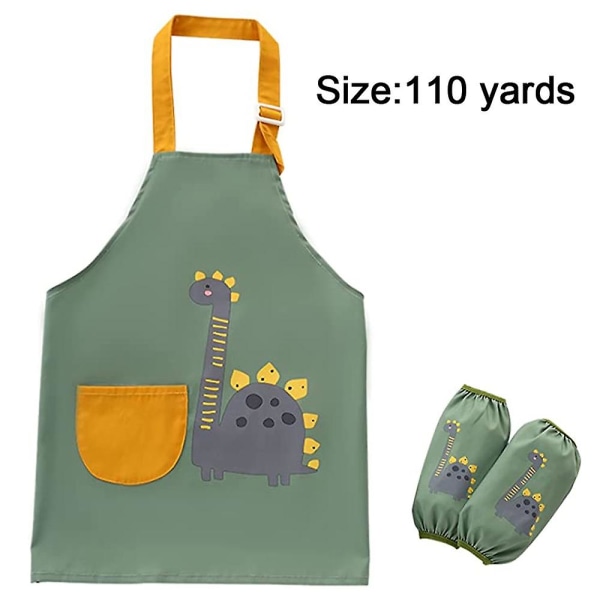 Barnförkläde - Vattentäta förkläden med justerbar rem och fickor för kökshaklappar för barn pojkar (110 yards）