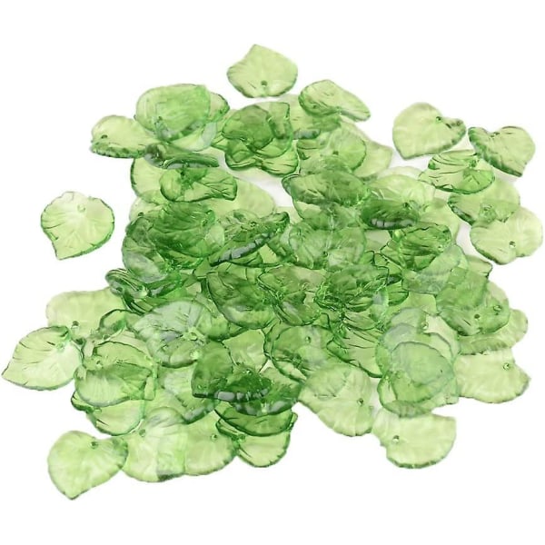200 st transparenta gröna akrylbladshängen 15x15mm plastbladpärla