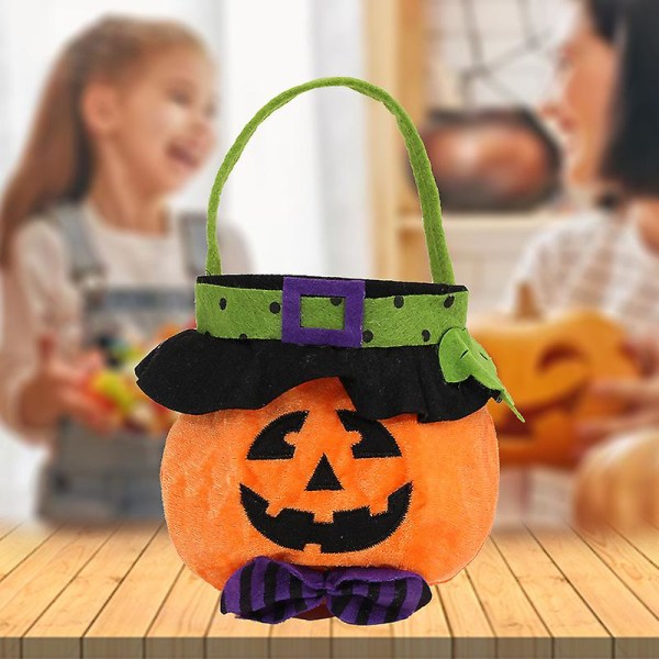 Barn Halloween Pumpkin Goodie Bags 5-pack Pumpa Bags Presentpåsar Trick or Treat-påsar Halloween Party Favors Pumpkin Holder