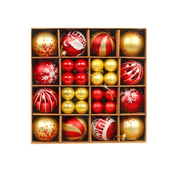 44 st julgranskulor Festliga Prydnadsföremål Glittrande Noel Navidad Färg Målade Julgranskulor Dekoration (A)