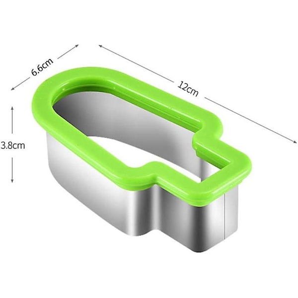 Vandmelon Skærer, Kreativ Popsicle Form Rustfrit Stål Vandmelon Skæremaskine Håndholdt Melon Skærer DIY Frugtværktøj - Grøn, 4 Pak