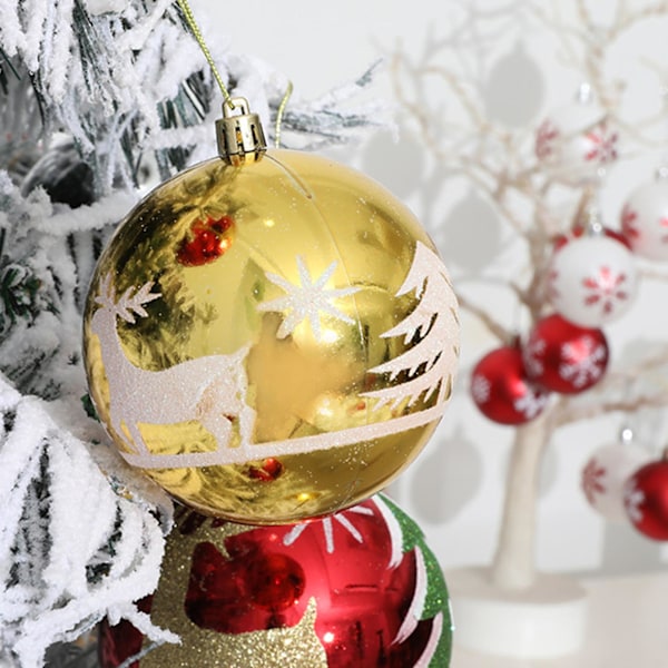 2 st juldekorationer i form av färgglada kulor med hängande snöre för festlig stämning - Julgranskulor (Guld)