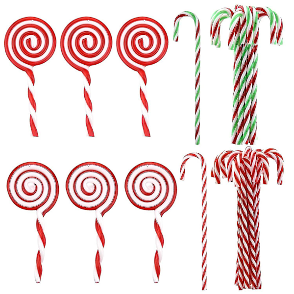 Julepynt i plast - Juleris, Lollipop, Hengepynt til Juletreet