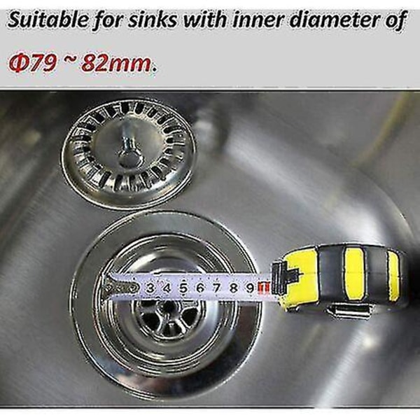 2 stk Universelle 8 cm Kurv Avløp Rustfritt Stål Kjøkkenvask Filter Vask Propp Filter
