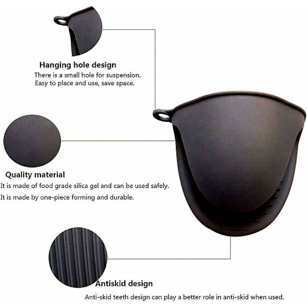 Amrta Silikon Grytlappar Ugnshandskar Kök Silikon Värmebeständiga Vantar 2 Pack (1 Par), Mini Skyddande Grillredskapshållare Röd Blå Rosa Svart G