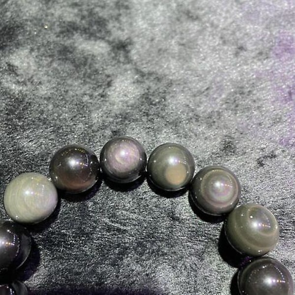 Natural Rainbow Eye Obsidian Gemstone Bead Stretch Armband, Unisex Armband, 12mm Bead, 1 Count