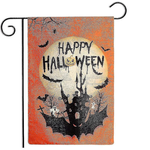 Halloween Trädgårdsflagga Dubbel Halloween Flagga, Spöke Pumpa Bat Slott Grov Rum Trädgård Trädgård Banner, För Halloween Trädgård Trädgård Utomhus Dekoration