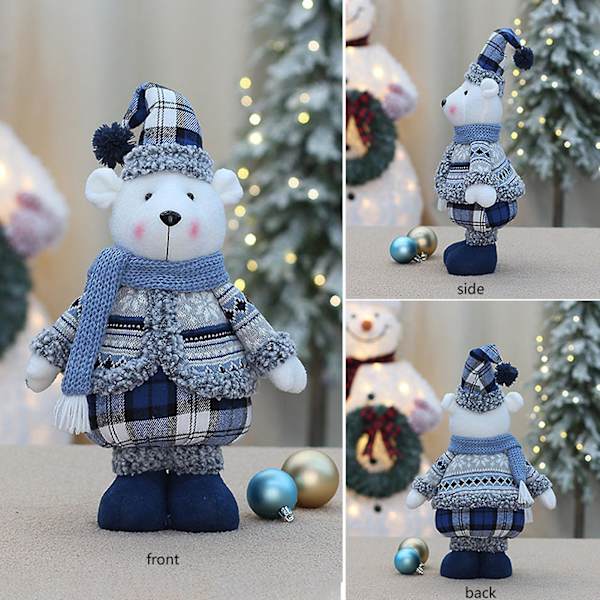 Julbjörnsplyschleksak Ornament Björndockor Bär Juldräkt Halsduk Juldekoration Present (B)