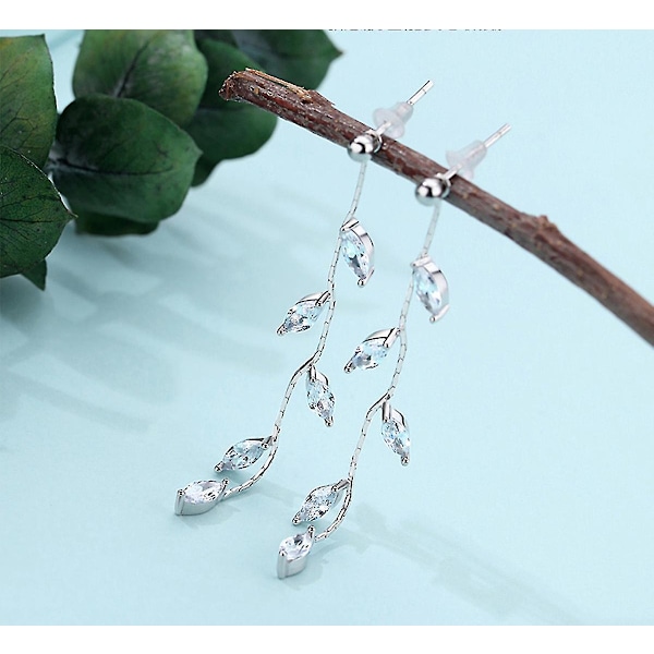 Lange Dangle Ørepynt Kjede For Kvinner Blad Ørepynt Elegant Drop Ørepynt Blad Tråd