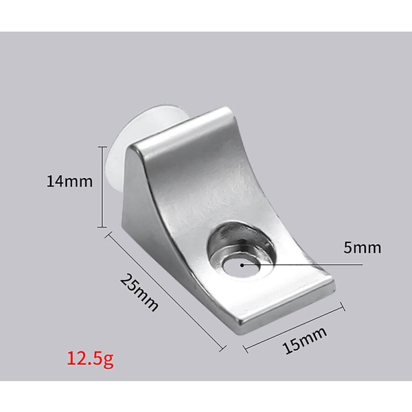 Glashyllefästen, 12 st zinklegering polerad krom rätvinklig hylla stöd fästklämma med sugkopp bas