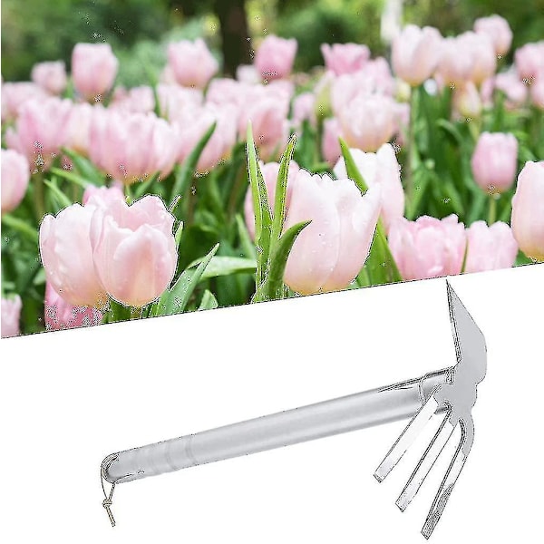 Hage Rake Spade, Grave Hacke Hageverktøy 2 i 1 Hacke og Rake, Heavy Duty Rustfritt Stål Grønnsak