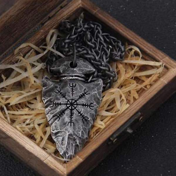 Retro Nordic Viking Sinkkiseos Awe Kypärä Ja Vegvisir Keihäs Riipus Kaulakoru Miesten Amulett Korut