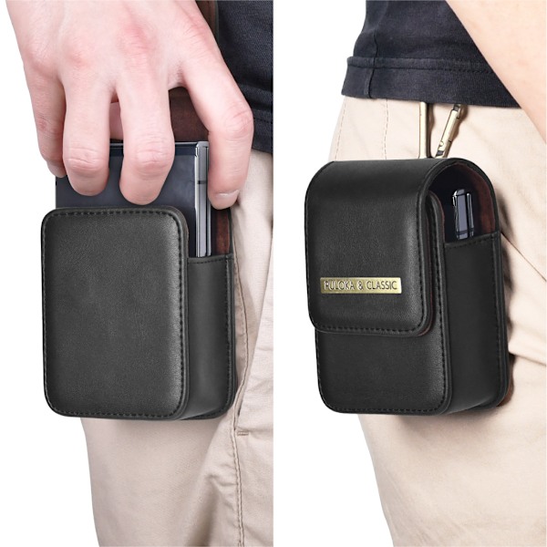 Premium Læder Bælteklips Holster Talje Bærende Hængende Taske Etui Kompatibel Med Samsung Galaxy Z Flip 4 Z Flip 3 Niuniu (Sort)