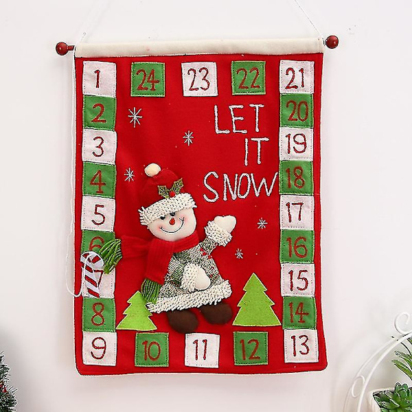 Adventskalender, Jultomte Vägghängande Adventskalender med 24 Fickor för Juldekoration