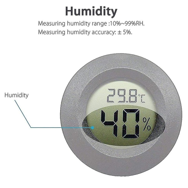 2-pack Mini Hygrometer Termometer Digital LCD-skjerm Innendørs Utendørs Fuktighetsmåler For luftfuktere Avfuktere Drivhus