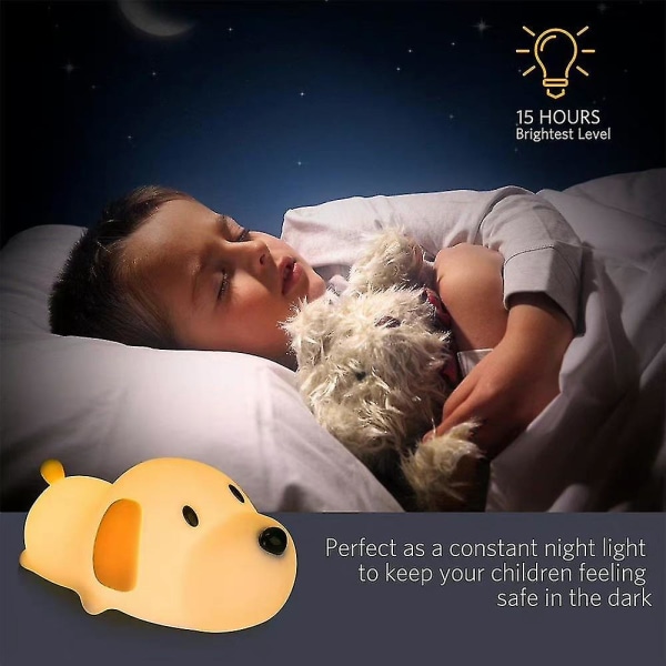 Valp LED Nattljus Timing Dimbar USB Uppladdningsbar Silikon Baby Toddler Skrivbordslampa