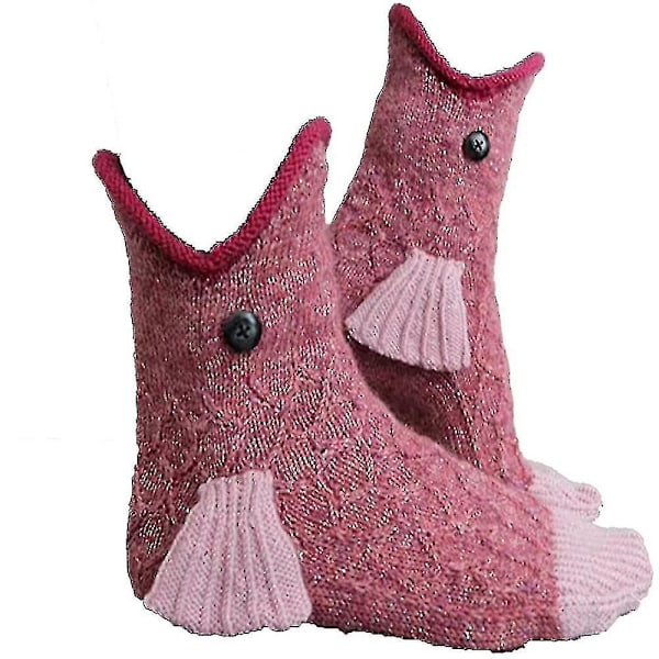 Knit Fish Socks For Women Men, Novelty Fish Socks Floor Sockspink)