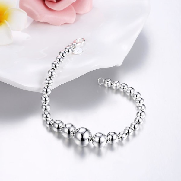 925 Sterling Silver 5mm Bead Chain Armband Dam Flickor Modesmycken