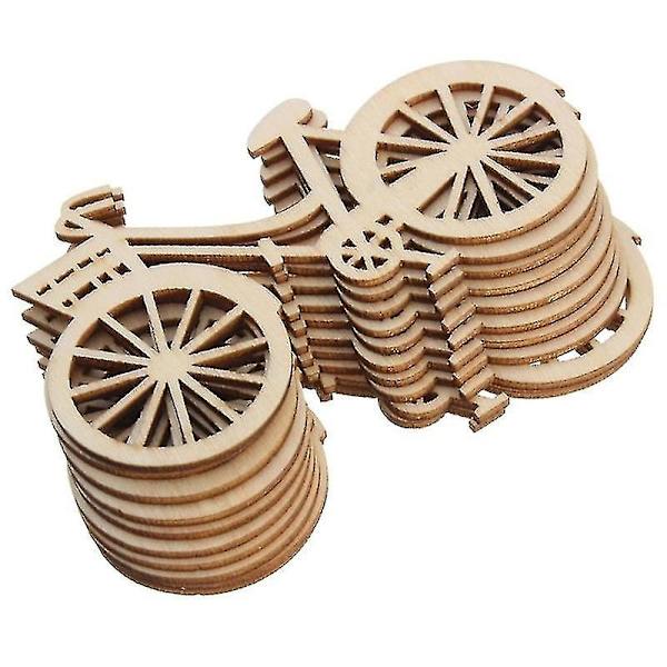 10-pack Träcykel Hålfanér Skivor DIY Handgjorda Dekorationer Teman