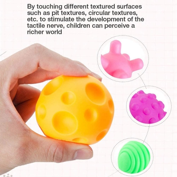 6 stk Baby Textured Multi Ball, Multi-Touch Textured Sense Touch Ball Treningsleketøy Lekegavegave for barn