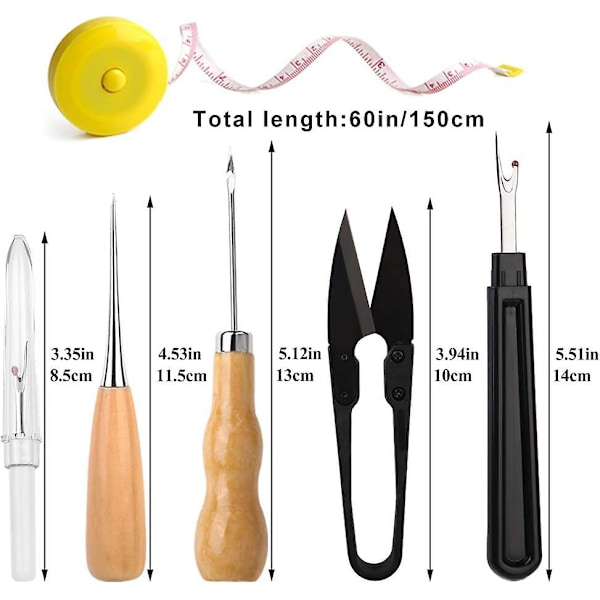 Upholstery Reparation Sömnad Kit med Sömnad Syl Söm Rivning Hand Sömnad Sömnad Nålar Sömnad Tråd Läder Hantverk Verktyg Kit