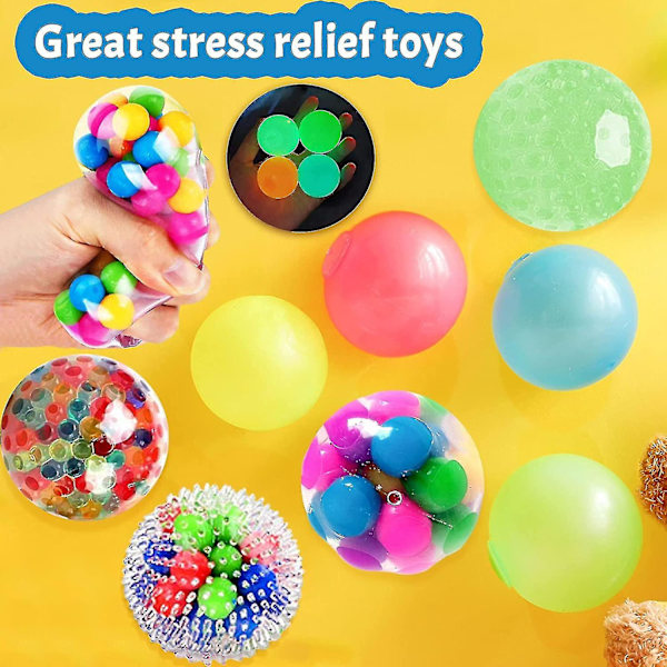 Stressbolde Fidget Legetøj Stressbold Til Børn - 8 Pak Sensory Bead Ball Angst