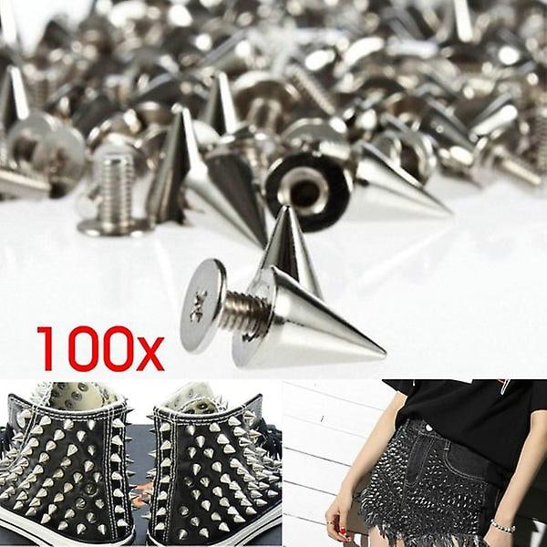 100 st/set 9,5 mm nitar spikar skruvback kon studs punk stil