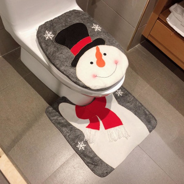 2 stykke juletema toiletlåg Santa toiletsædebetræk Glædelig jul badeværelsespynt til festivalartikler