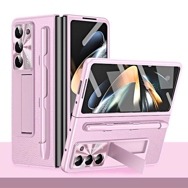 Galaxy Z Fold 5 Etui med S Pen og S Pen-holder, Indbygget Skærmbeskytter og Støttefod til Samsung Galaxy Z Fold 5 Etui (pink)