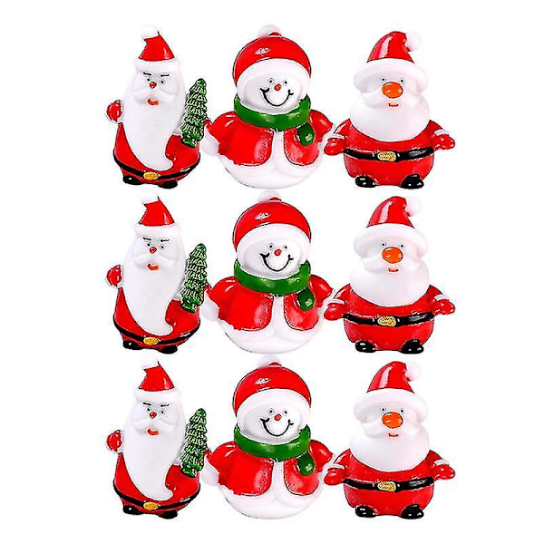 Slumpmässigt Mönster 9st Harts Jultomte Dockor Dekorationer Delikat Jul Mini Snögubbe Hantverk Skrivbordsdekoration För Fest Presenttillbehör
