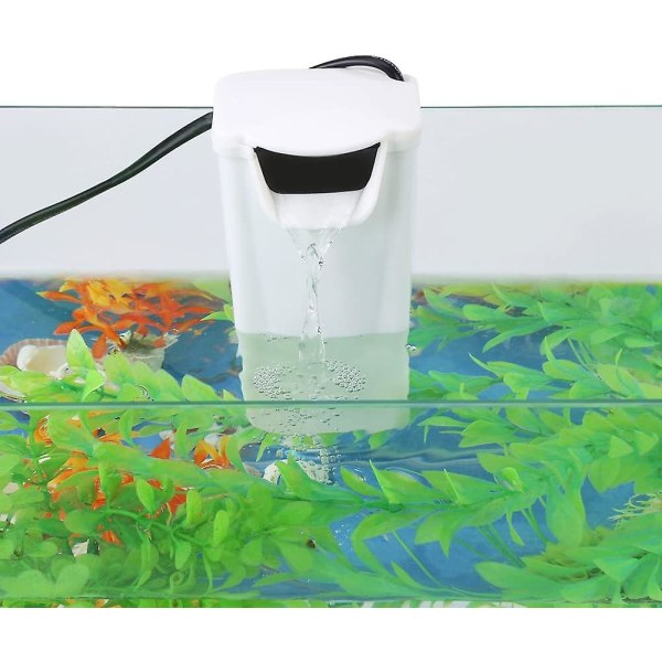 Lite vannfilter, akvarium lavt vannfilter internt henge lavt vannstand for tankskilpaddefisk Amfibie Reptilfrosk (EU-plugg)