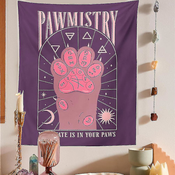 Himmelsmatta Kattpåtassar Väggbonad Tarot Sängöverkast Sovrum Flicka, 5 Stycken, Lila